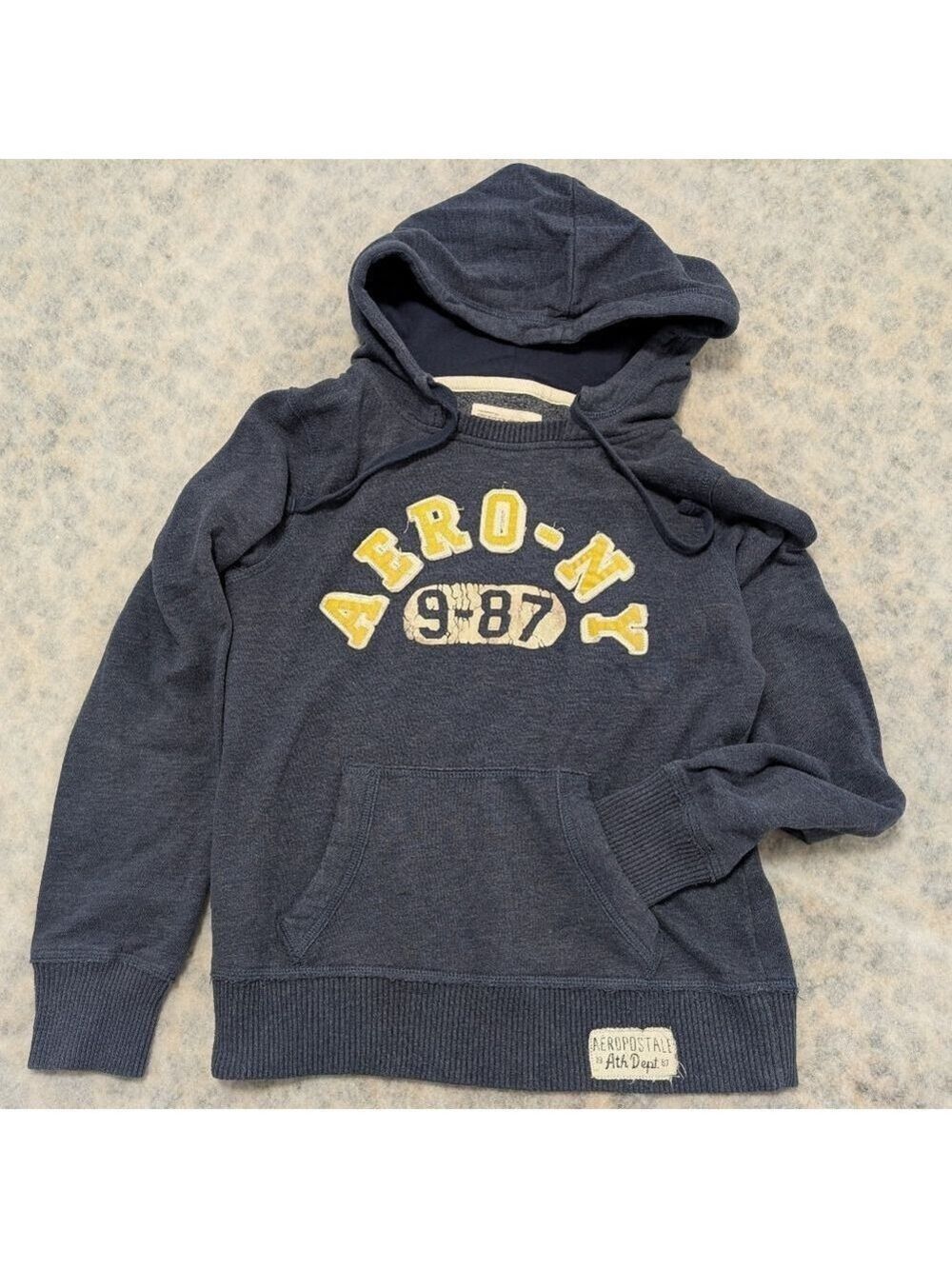 Vintage Y2K Aeropostale Hoodie Navy Blue Logo Pullover Medium